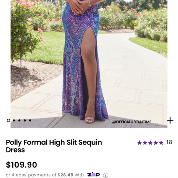 Iridescent side split Windsor evening gown. - Picture 2 of 2